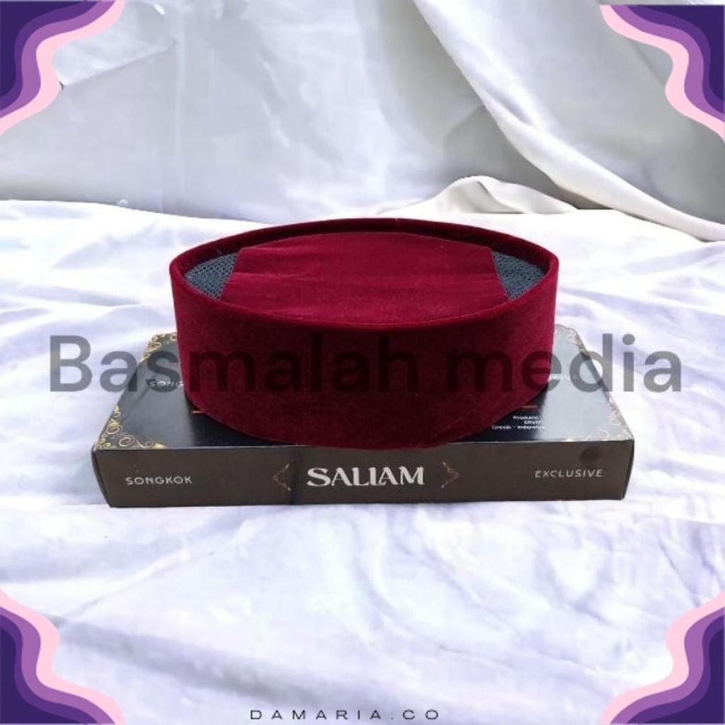 Diskon (Cod) Songkok/Peci Nasional Merah Maroon Ac Merk Sallam Tinggi 8 Dan 9