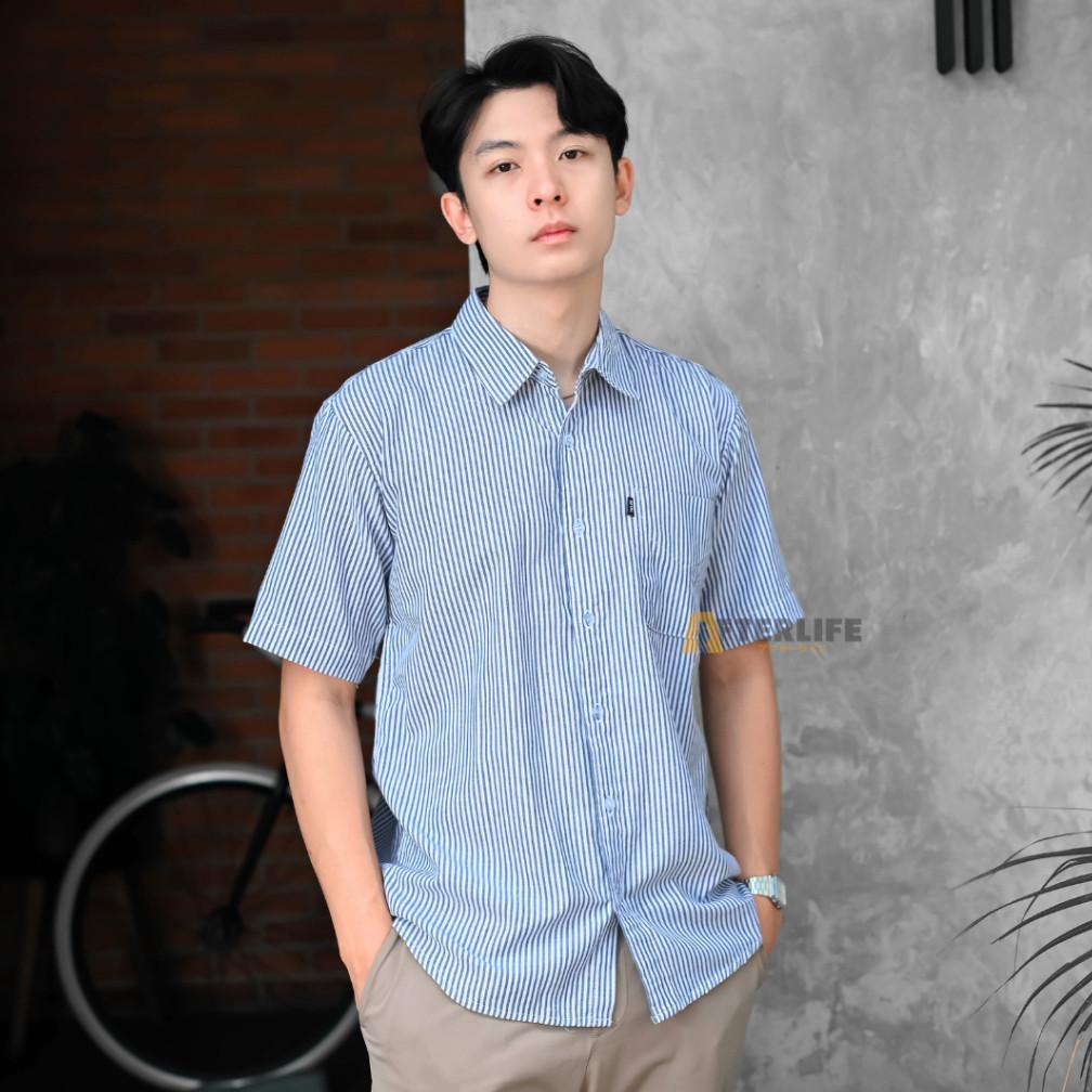 Hot Afterlife - Kemeja Pria Salur Oxford Cotton M-Xxl