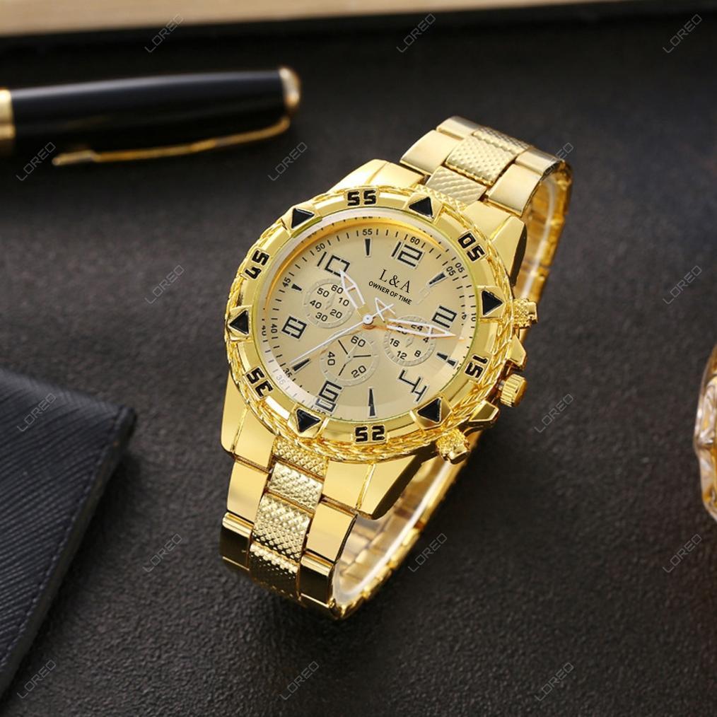 Murah Loreo Jam Tangan Pria Mewah Desain Eropa / Jam Tangan Cowok Chronograph