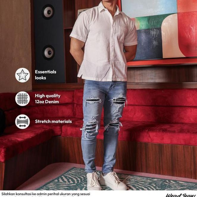 Weird Jeans - Weird Jeans Vegas Blue Blue Celana Panjang Pria Slim
