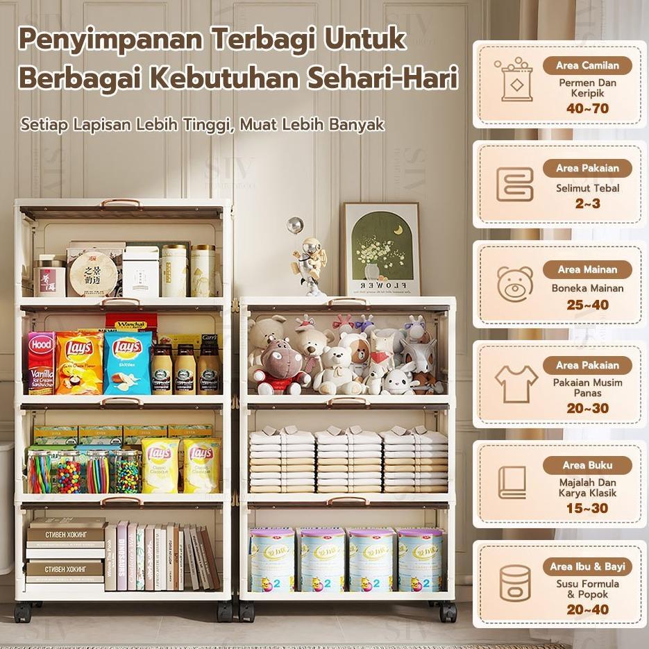 Promo Lemari Lipat Multi-Lapis Lemari Plastik Susun Lemari Lipat Abu-Abu/ Putih /Transparan Etalase 