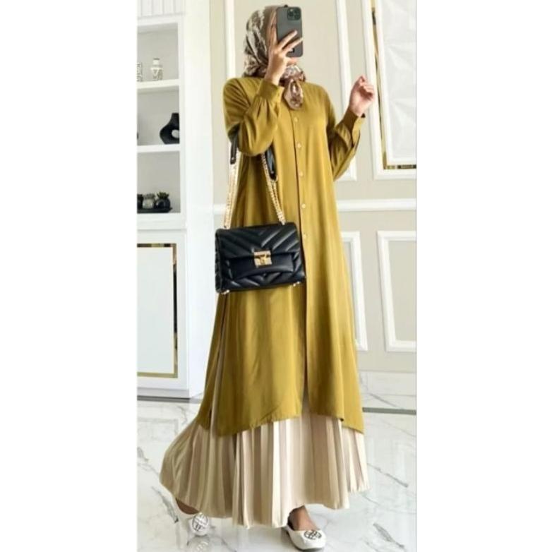 Value Pack Gamis Tunik Biru Lengan Panjang Allsize Standard Ld 110 Allsize Jumbo Ld 120 Terbaru