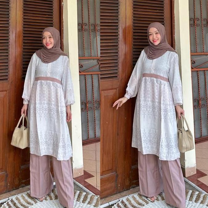 Joley Cloth - Andini Oneset  Baju Pesta Katun Busui SetCel Kondangan Mewah Muslim Wanita Katun Setel