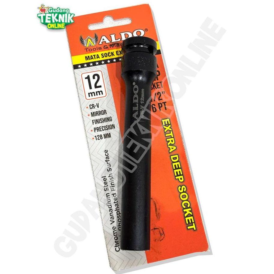 Mata Kunci Sok 1/2" 6PT EXTRADEEP 8mm 10mm 12mm 14mm ALDO 128mm 12.8cm Mata Kunci Panjang Socket Sho