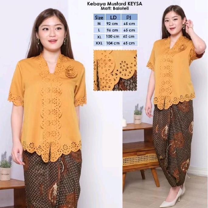 ATASAN Kebaya Encim Laser Terompet CHARLOTA Tangan Pendek Atasan Wanita Hitam Baju MM