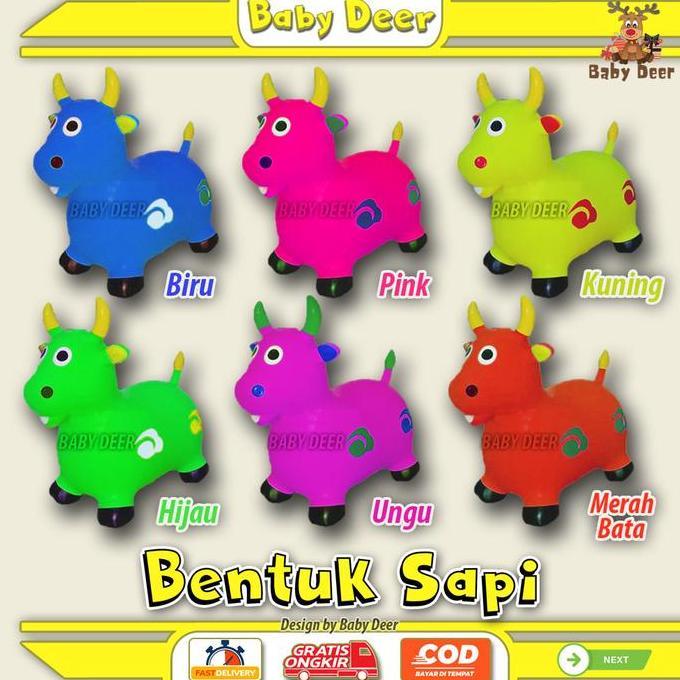 Et04 BENTUK SAPI Kudaan Musik Anak Mainan Jumping Animal Karet Viral Murah Hewan Lucu Jumbo Besar Ha
