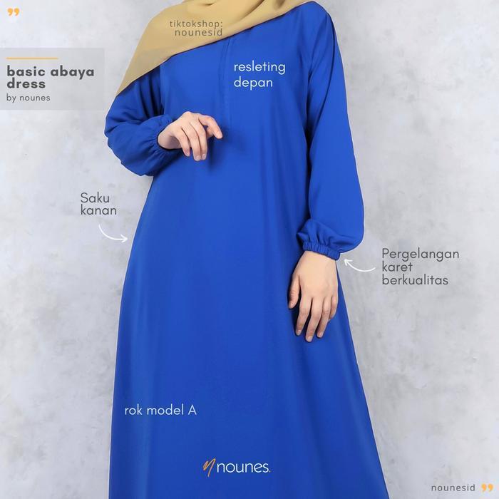 Bisa Cod - Nounes Basic Abaya Dress Gamis Daily Polos Wanita Muslim