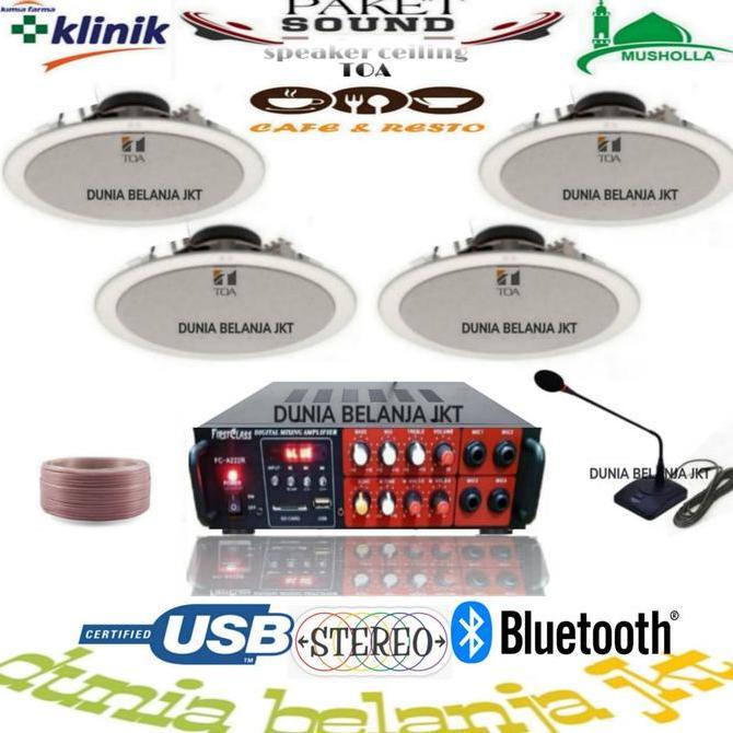BEBAS ONGKIR - paket sound speaker celling toa 4 titik speaker toa with mic meja