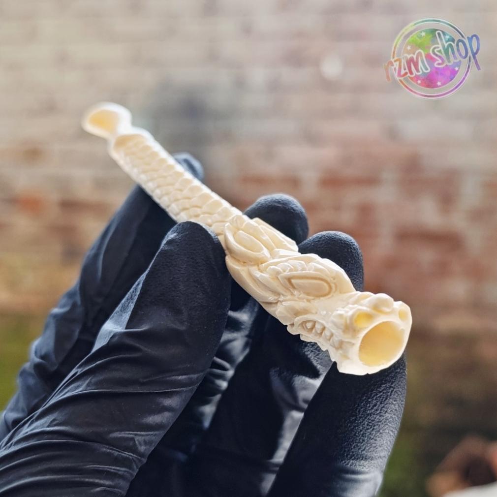 Pipa Once Padud Cangklong Tulang Sapi Ukir Naga 3D