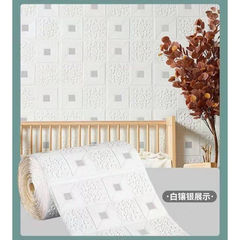 Wallpaper 3D Roll Motif Bata Warna Wallpaper Roll Panjang/ Cod / Wallpaper 3D 3D Roll Dinding Batu B