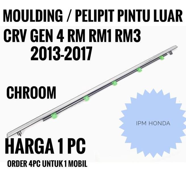 Pelipit Karet Pintu Rm 2013 Gen4 Kaca Luar List Chrome Honda Crv 2013- 2017