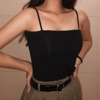 TERLARIS TANKTOP CROP SINGLET POLOS BRA KEMBEN DALAMAN WANITA TALI SPAGHETTI BIG SIZE ELASTIS KOREAN