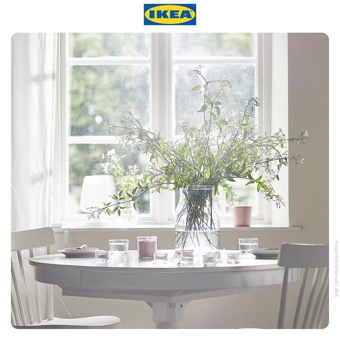 IKEA LUGNARE Lilin Beraroma Melati/Merah Muda Tahan 12 Jam