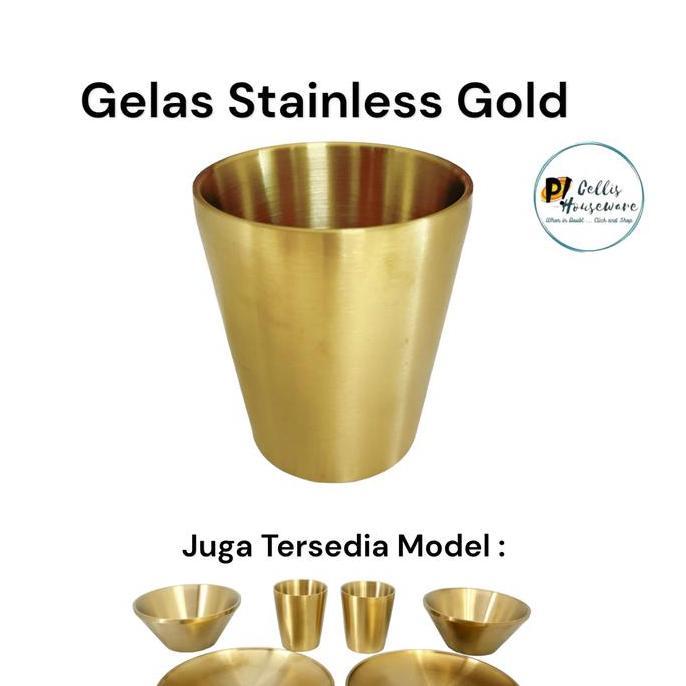 Gelas Gold Stainless Steel berkualitas 1 pc / Gelas Korea / Gelas Stainless
