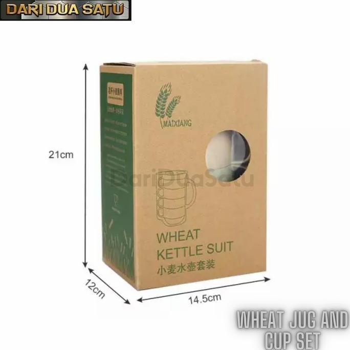 Wheat Cup And Jug Wheat Straw Set Cangkir Gelas Teko 5 in 1