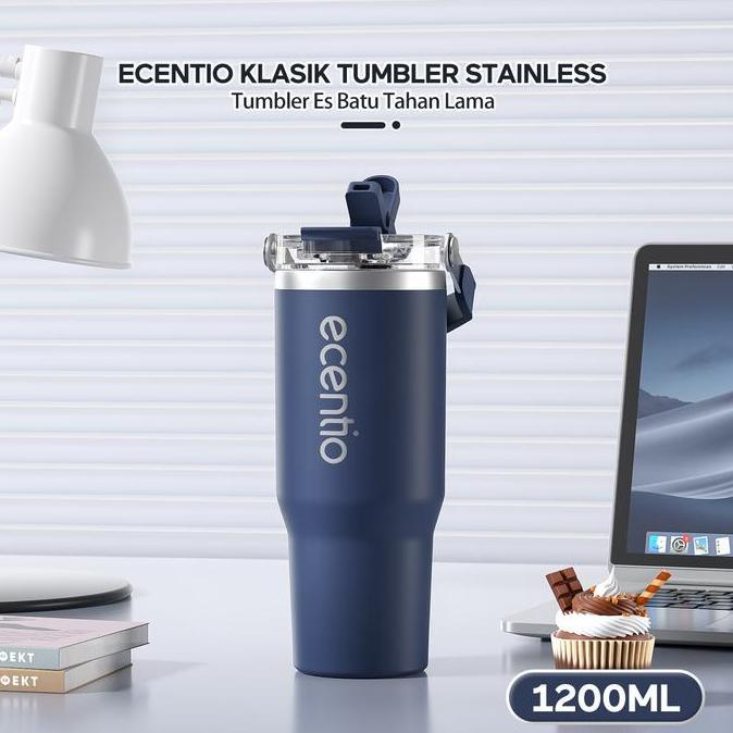 ecentio botol minum stainless steel 1200ML Termos tahan panas dingin 24 jam Kapasitas besar Outdoor 