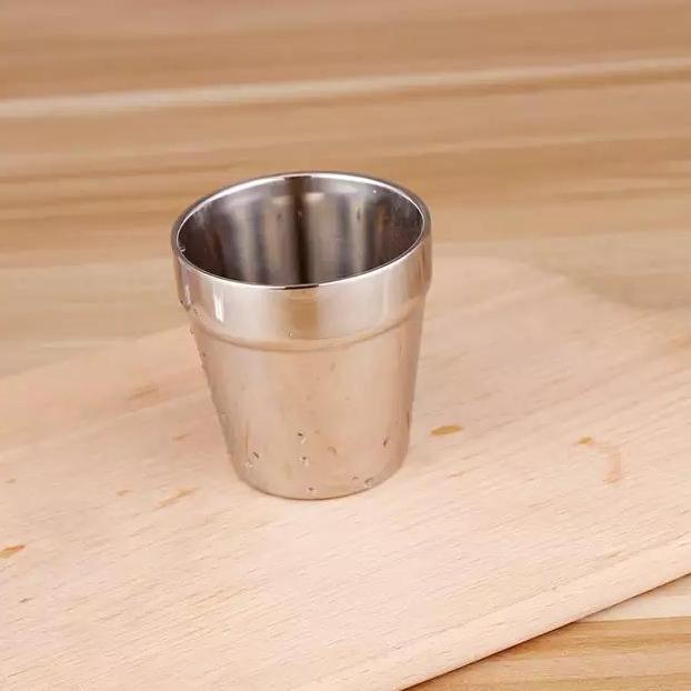 Gelas Stainless 2 Lapis 7 cm Gelas Korea