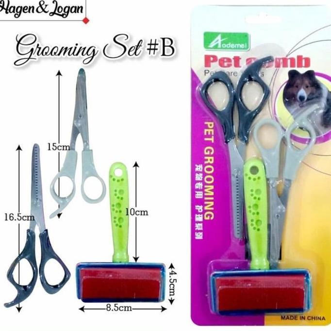 Aodemei - Pet Grooming Set Sisir Dan Gunting/Alat Grooming Set