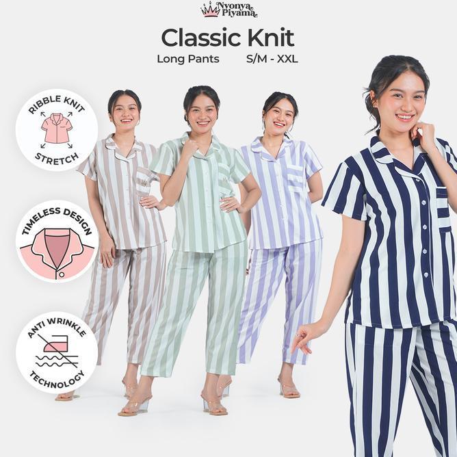 Nyonya Piyama Classic Best Seller Nyonya Piyama Pajamas Ribble Knit Paket