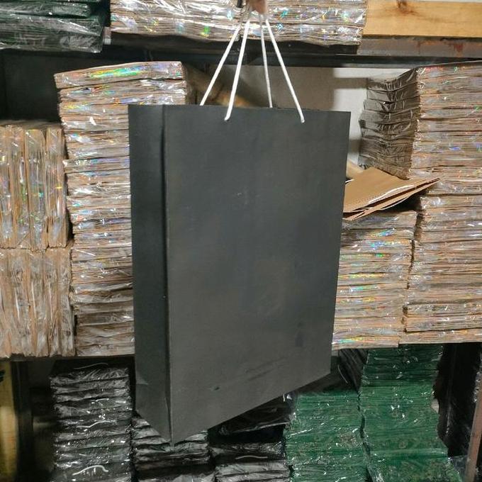 Avvolgere- Paper Bag Kertas Hitam Polos Lusinan Isi 12 Pcs Ukuran Xl 30940 Cm