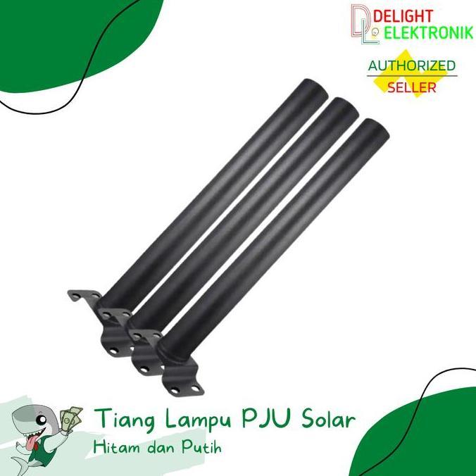 Tiang Lampu Jalan PJU Solar Cell Hitam dan Putih