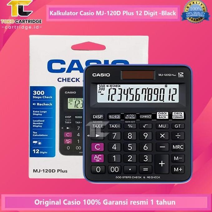 Calculator Casio MJ 120D Desktop Check Correct Plus 12 Digits Kalkulator Meja Mini MJ-120D 12 Digit 