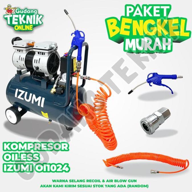 Kompresor Angin Udara 24L IZUMI OL1024 1HP / Air Compressor Listrik Oilless Tanpa Oli OL-1024 24 Lit