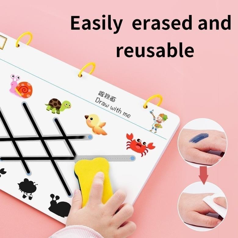 KOI STORE 48/64/136 Upgraded Page al Tracing Workbook Reusable Dot To Dot Wipe And Clean Book Mainan