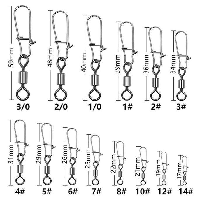 DZAPIRA 100Pcs Swivel Interlock Snap Fishing Connector / Kilikili Pancing Baja Tahan Karat
