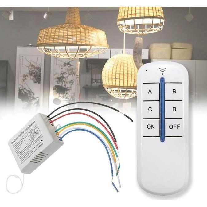 DZAPIRA Saklar Remote 4 Channel / 220V 1000w Remote Control Switch / Saklar Lampu Wireless dengan Re