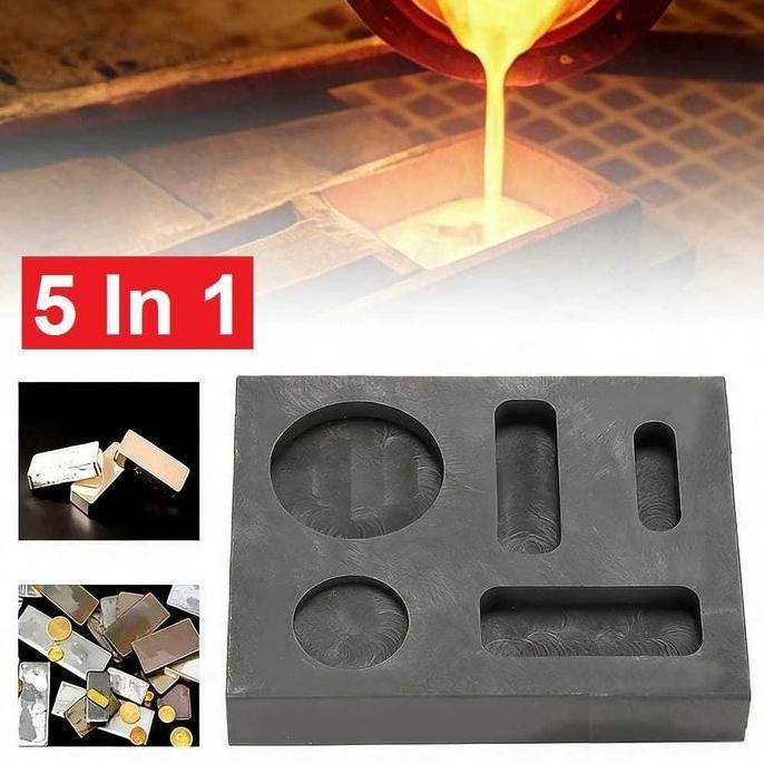 HASQUINE Graphite Ingot Mould 5 In 1 Cetakan Ingot Grafit High Density Emas Silver Aluminium Kaca Bu