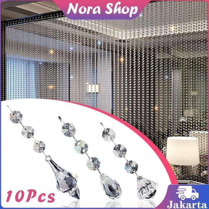 HAMDORA Isi10 Tirai Manik Kristal Mengkilap Tirai Crystal Acrylic Tirai Manik Kristal Kaca
