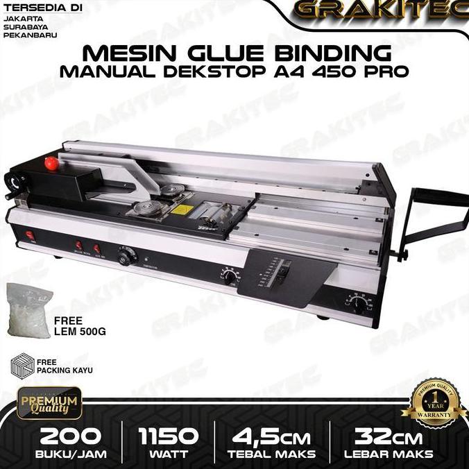 Grakitec Mesin Jilid buku Bending Manual Dekstop A4 450 PRO Jilid Lem Panas