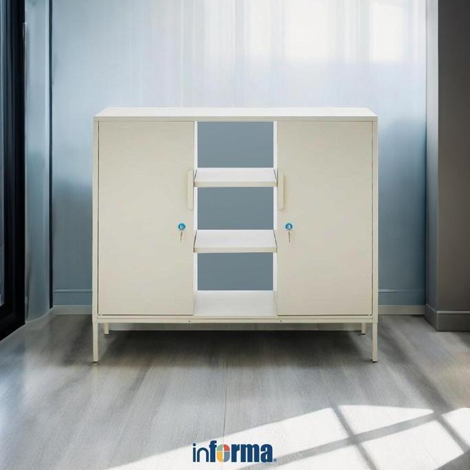 Informa Lynd Credenza Kabinet Kantor Metal 2 Pintu - Krem Beige Rak Dokumen Filing Kabinet Tempat Pe