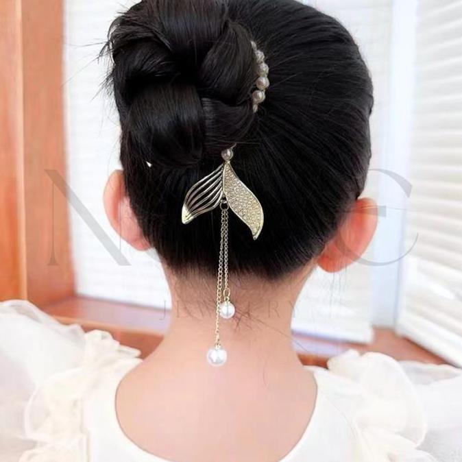 NoiZE ARIA - Jepit Rambut Korea Sanggul Ponytail Konde Anak Wanita Dewasa Mutiara Fish Tail Mermaid