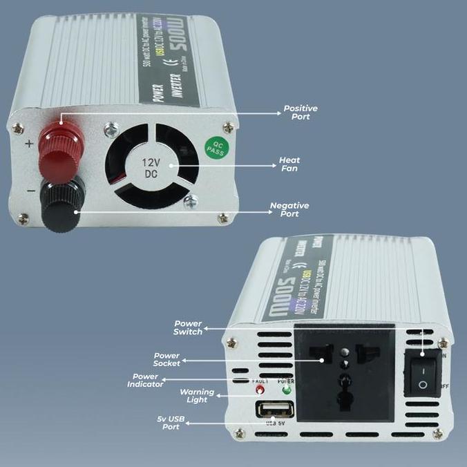 Inverter Mobil DC ke AC - Car Power Inverter DC 12V ke AC 220V 500W - DOXIN