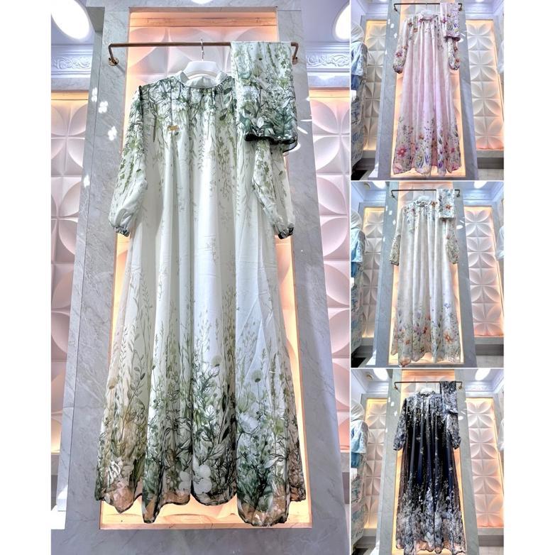 WAJIB PUNYA GAMIS DRESS MOTIF BUNGA SET HIJAB | GAMIS SET JILBAB | GAMIS SET HIJAB TERBARU