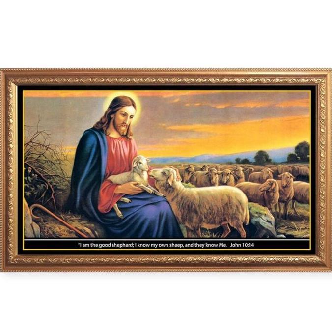 $$$$] Hiasan Pajangan Dinding Lukisan Tuhan Yesus Memberkati Perjamuan Kudus Kanvas 100 x 55cm