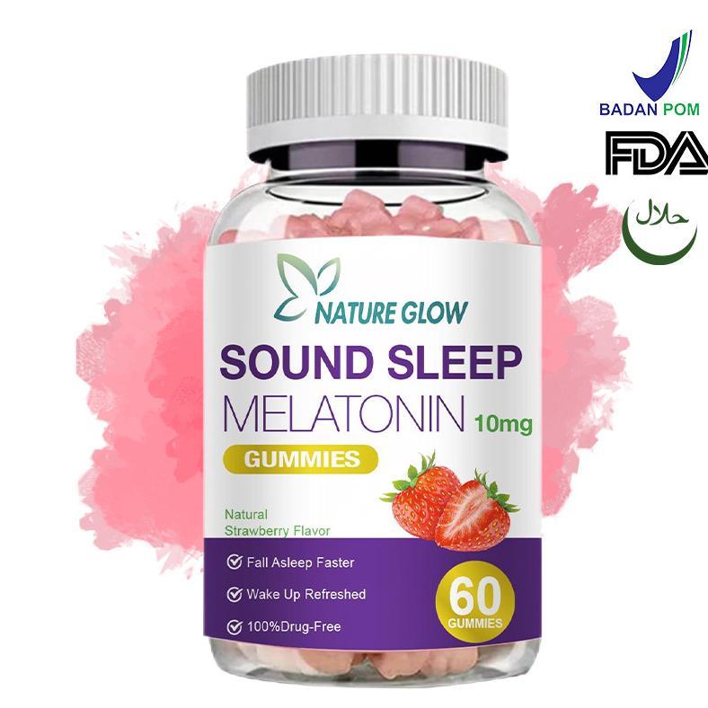 Nature Glow Melatonin 10mg Gummies + Vitamin B6 Bantu Tidur Nyenyak & Relaksasi Suplemen Tidur Alami