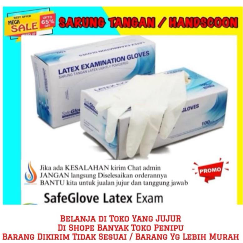 Sarung Tangan Latex MEDIS SAFEGLOVE EXAM / HANDSCOON / Sarung tangan /Sarung Tangan Latex Safeglove 