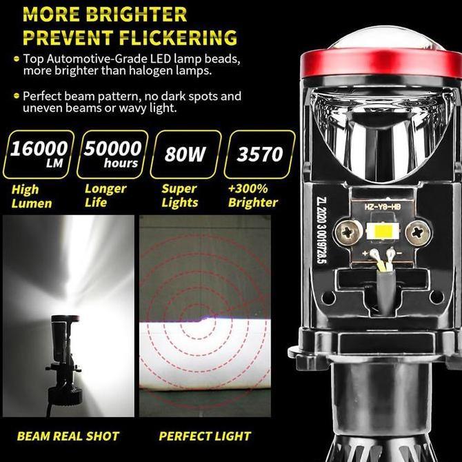 KASDIUM Projie Y6D Y7D Y8D H4 Import Super Terang Lampu LED Mobil Motor Lampu led mobil motor Y7D H4