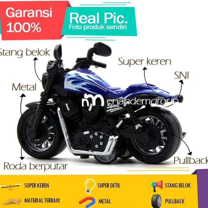Diecast Miniatur Mainan Motor Besar Moge Harlem Speed Pullback
