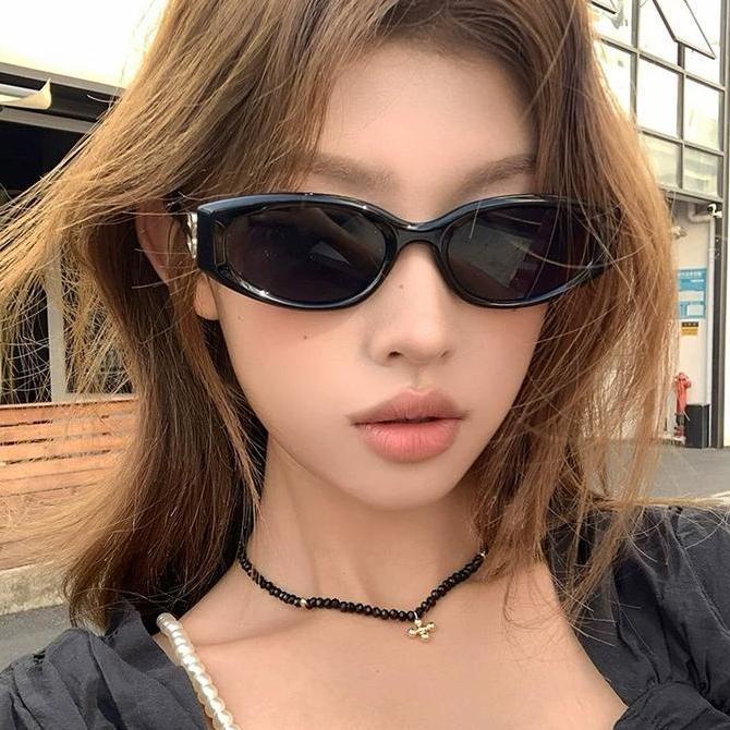 Promo Kacamata Hitam Mata Kucing Korea Wanita Pria Dengan Pelipis Logam Perlindungan Uv Original
