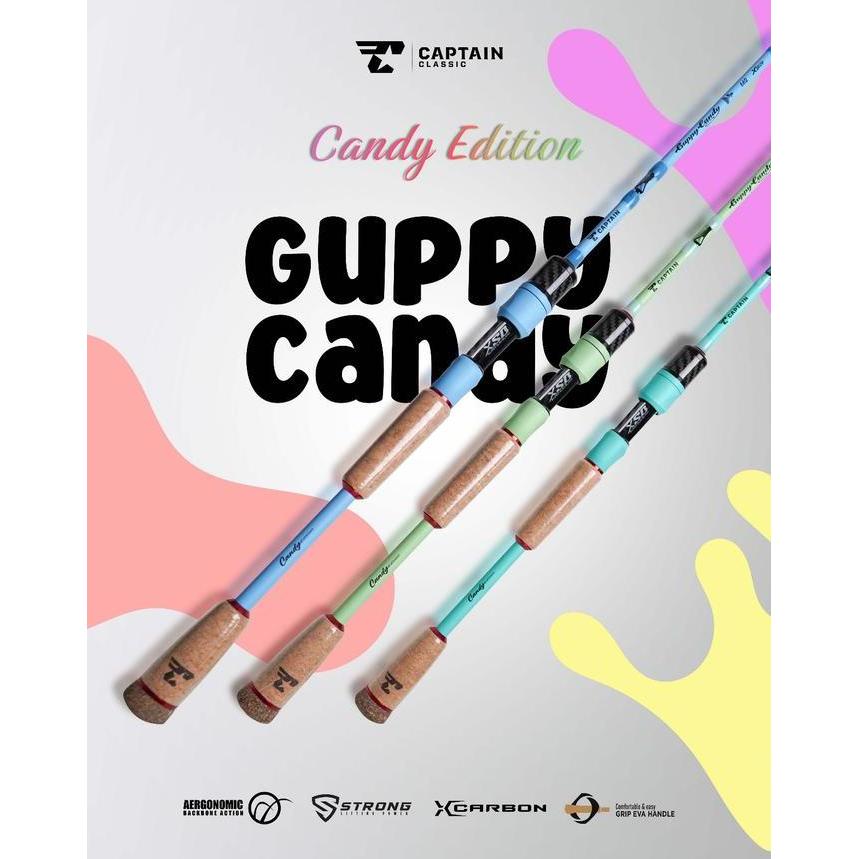 Joran Pancing, Carbon Hollow Captain GUPPY CANDY UL X 24T, 198cm, 210cm, 3 Warna, BONUS PAPER CORE