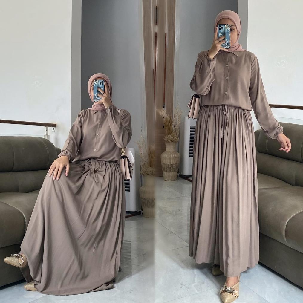 FAVORIT AURELIA dress by ZALFA OUTFIT / gamis polos / dress polos / gamis rayon