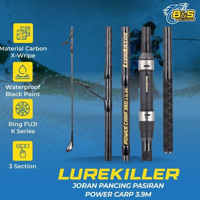 TERMURAH - Lurekiller Power Carp Joran Pancing pasiran 3.9M Joran Surf kuat JP010