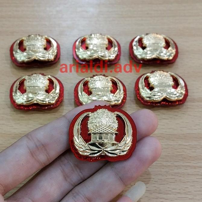 New  pin korpri emas bangkok dilapis acrylic merah magnet pin korpri tumpuk mika acrylic merah kuali