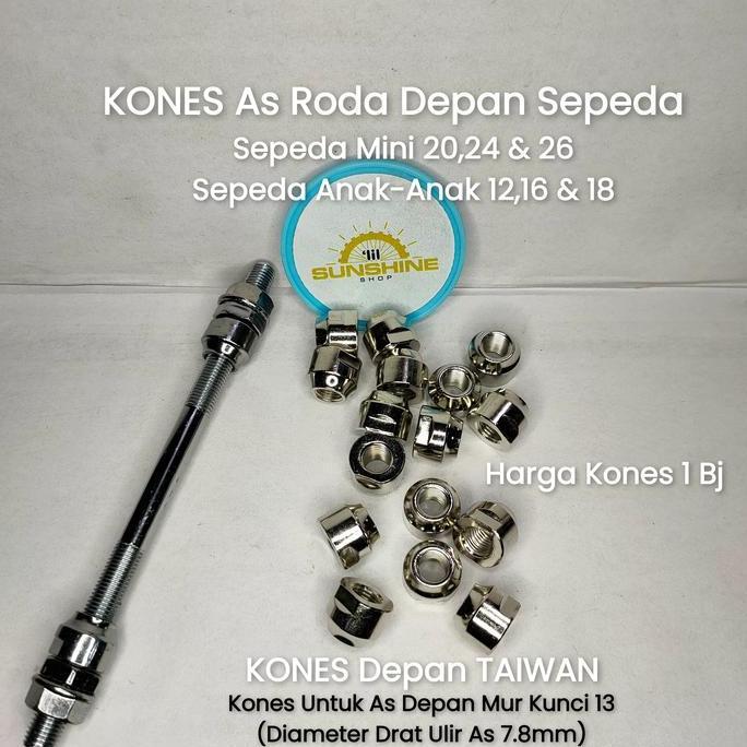 Kones As Kecil Untuk Hub Roda Depan Sepeda Anak BMX Sepeda Mini Dewasa Mur Kunci 13