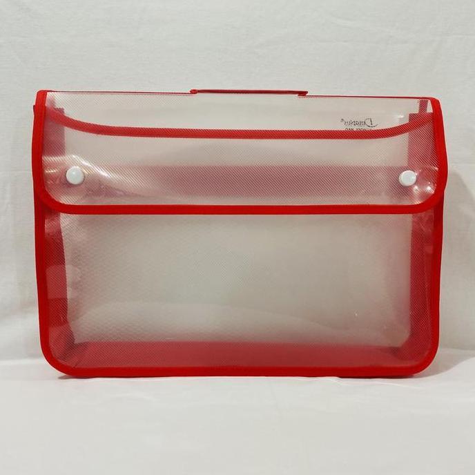 ZIPPER BAG KANCING JALA / MAP PLASTIK KANCING JALA ( MERAH ) / 1 PCS