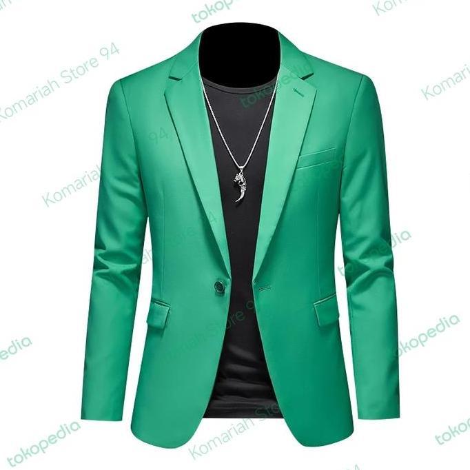 New  Jas blazer hijau / jas pria toska / blazer hijau botol Formal Panjang Kantor Wisuda Tebal Cowok